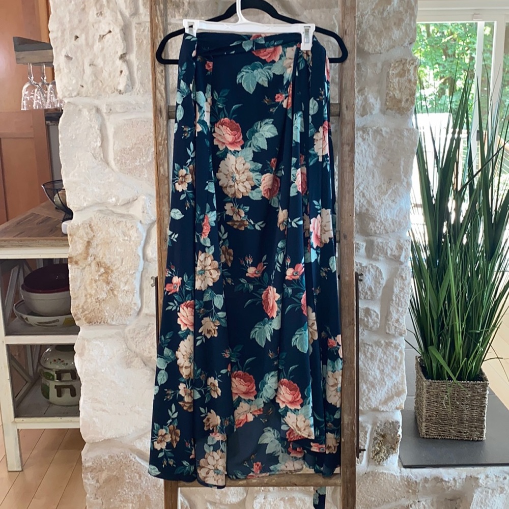 Floral wrap maxi skirt